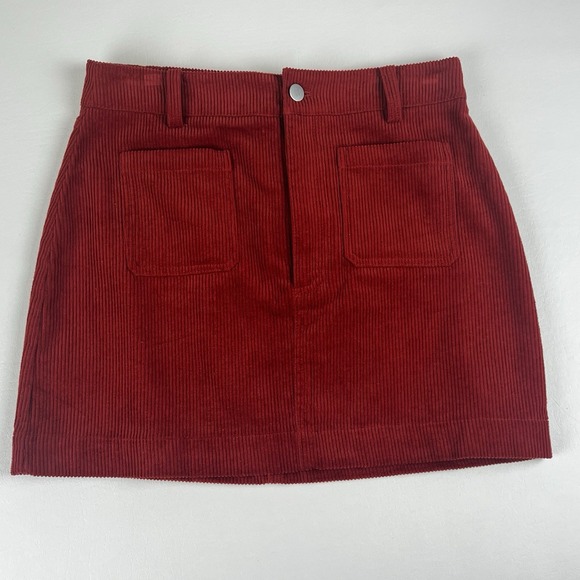 Double Zero Dresses & Skirts - Double Zero Cordurory Red Womens Skirt Size Small Striped Zipper And Pockets